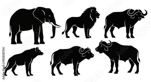 African Safari Animals Silhouettes Collection