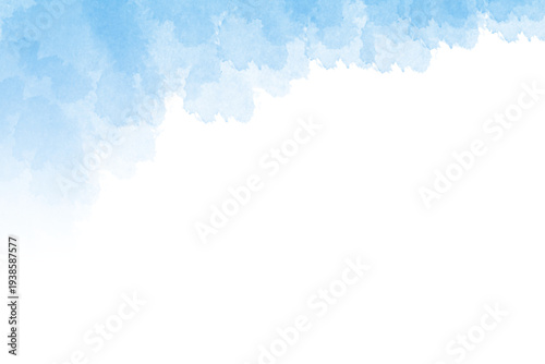 Soft Blue Watercolor Abstract Top Border Isolated Transparent Background PNG