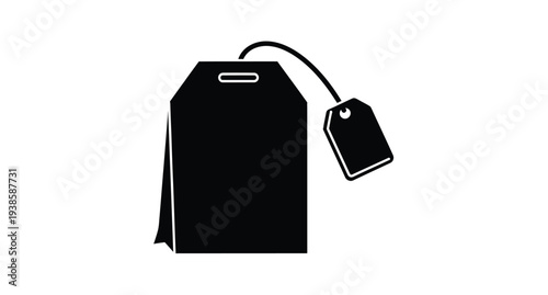 Simple black teabag with tag a minimalist design silhouette