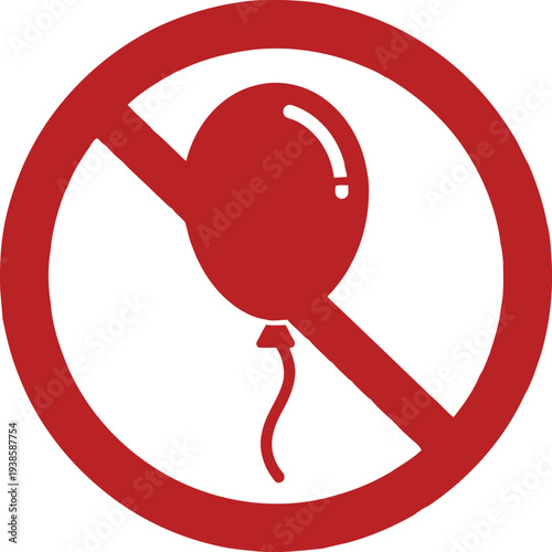 No Balloons Allowed Sign Icon – Red Prohibition Symbol for Safety and Event Restrictions