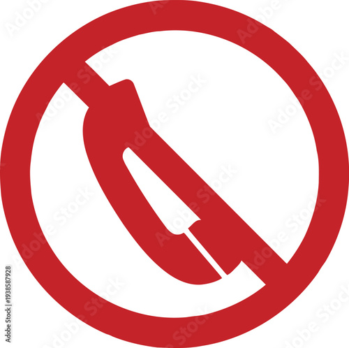 No Phone Allowed Sign – Red Prohibition Symbol for Restricted Telephone Use Areas