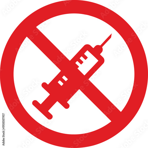 No Syringe Allowed Sign – Red Prohibition Symbol for Medical and Drug-Free Zones