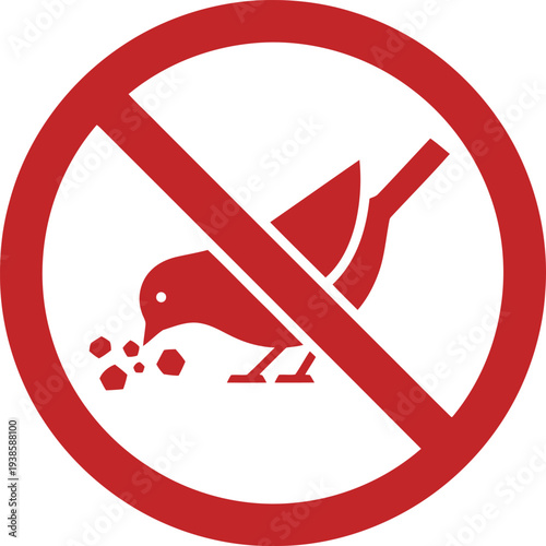 No Bird Feeding Sign Icon – Red Prohibition Symbol for Parks and Public Spaces