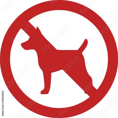 No Dogs Allowed Sign, Red Prohibition Symbol, Pet Restriction Vector Icon