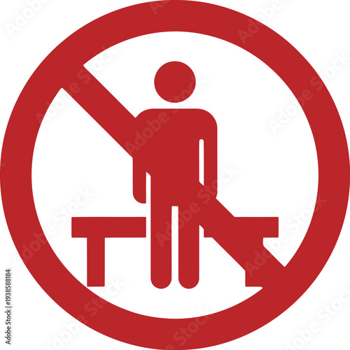 No Standing on Bench Sign Icon – Red Prohibition Symbol for Public Safety and Warning