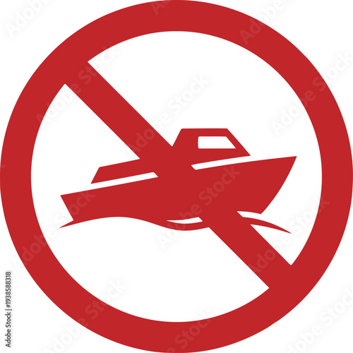 No Boats Allowed Sign, Red Prohibition Symbol for Watercraft Restriction Areas