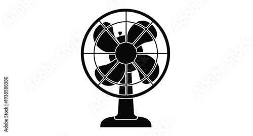 Simple black fan illustration against a white background silhouette