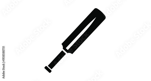 A black silhouette of a cricket bat against a white background silhouette