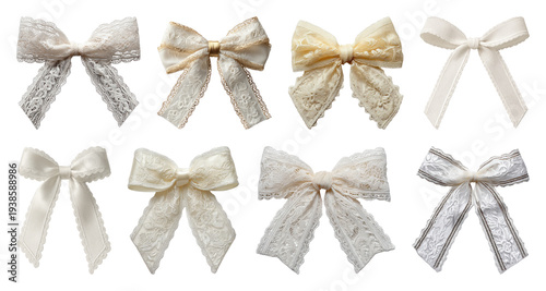 PNG Elegant lace bows collection, transparent background