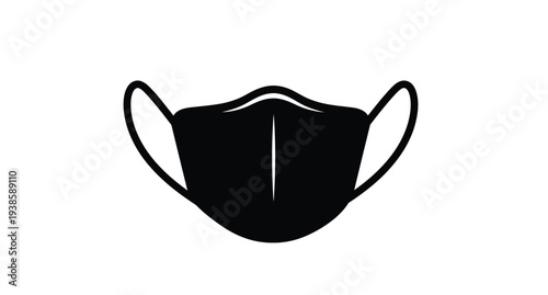 Black face mask illustration with elastic straps a striking silhouette