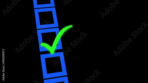 nice tick mark in squre box slider animation on tick mark sign blue on dark background slider video backgorund