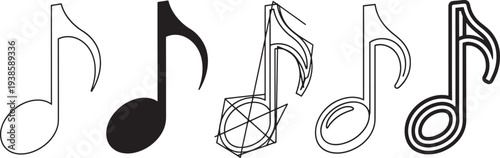 Music notes and symbols set thin line art minimalist vector illustration scalable design