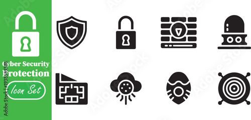 Essential Cyber Security and Digital Data Protection Glyph Icon Set