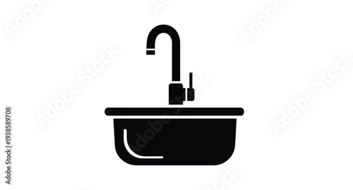 Black sink and faucet design a minimalist bathroom fixture silhouette