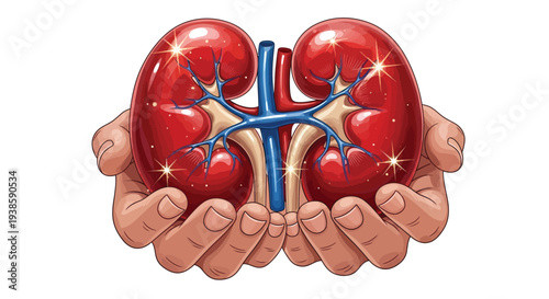 Human kidneys held in gloved hands representing healthcare and organ donation