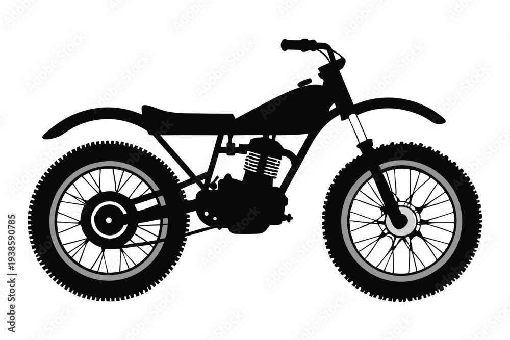 Fototapeta premium scrambler bike silhouette line art vector illustration with a white background