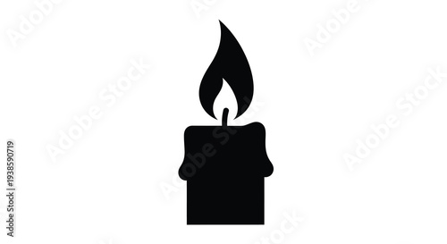 A simple black candle with a flickering flame a stark silhouette
