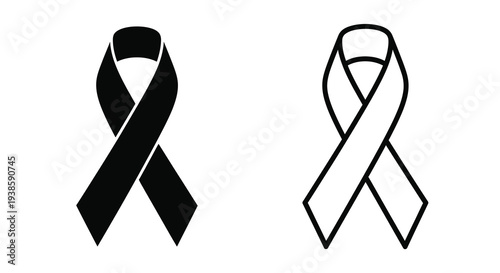 Two ribbon awareness symbols one black and one white silhouette