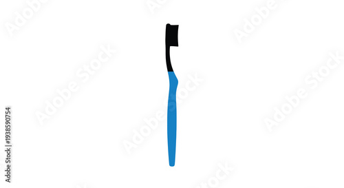 Minimalist illustration of a toothbrush with blue and black coloring silhouette
