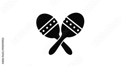 Pair of crossed maracas depicted in a striking black silhouette