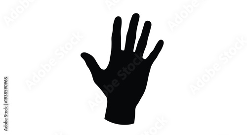 A black silhouette of an open hand with fingers extended silhouette