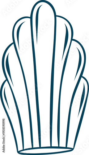 Madeleine cake, simple vector icon in doodle and sketch style with Mediterranean blue lines. Hand-drawn French pastry design for bakery menus or patisserie branding