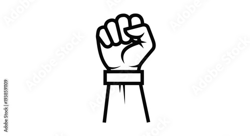 Raised fist graphic illustration representing strength and solidarity silhouette