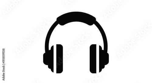 Black headphones shown in a stark simple silhouette
