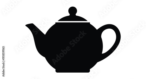 A simple black teapot design prominently displayed as a silhouette