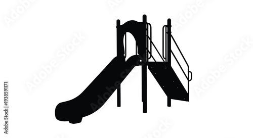 Black silhouette of a playground slide against a white background silhouette