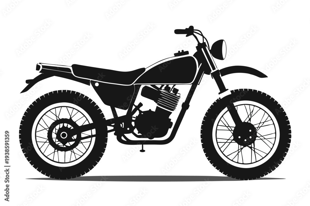 Obraz premium scrambler bike silhouette line art vector illustration with a white background
