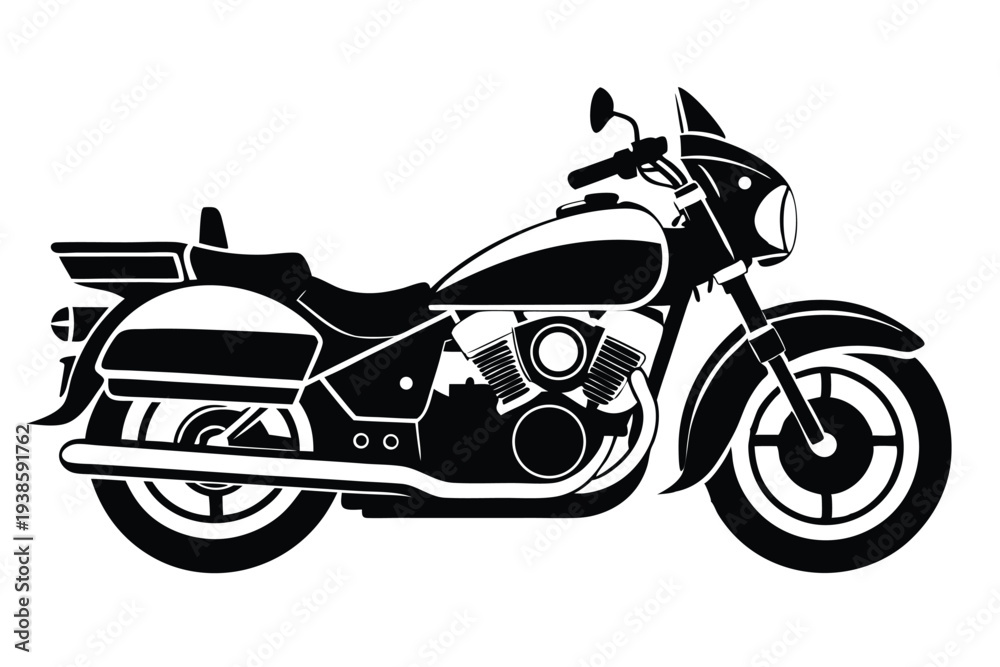 Fototapeta premium police motorcycle silhouette line art vector illustration with a white background