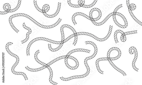 Black and white illustration of multiple intertwined snakes