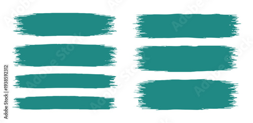 Set of Teal Grunge Brush Strokes and Paint Textures