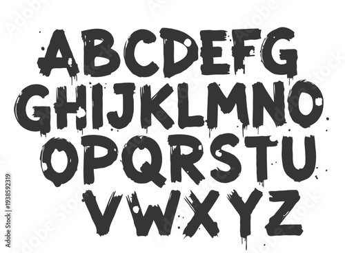 Gritty Street Graffiti Alphabet Vector Set