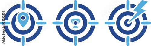 Set of 3 target icons vector