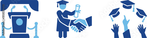 Set of 3 education icons vector