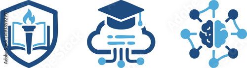 Set of 3 education icons vector