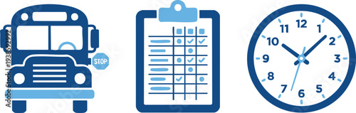 Set of 3 school schedule icons vector