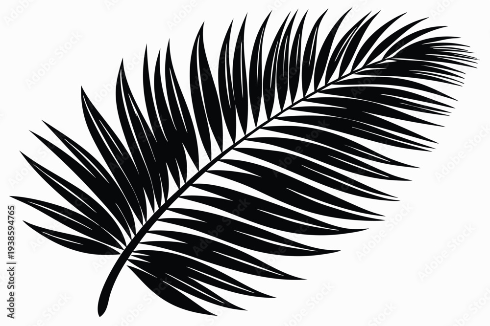 Obraz premium palm leaf silhouette line art vector illustration with a white background