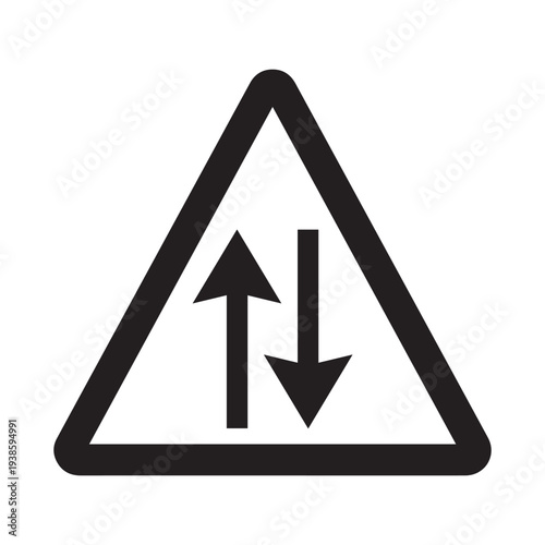 Two way traffic sign line icon
