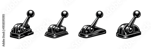 Set of vintage control levers vector illustration in black and white style