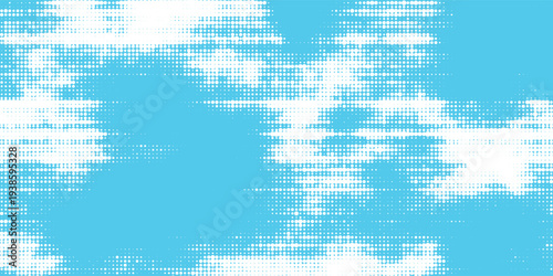 Abstract blue sky background with white halftone clouds texture. vector design