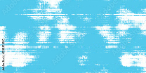 Modern blue sky background with white halftone clouds texture. background illustration