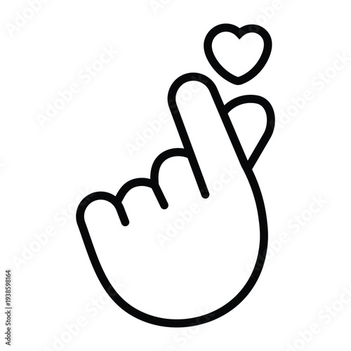 finger heart gesture icon love symbol korean sign vector