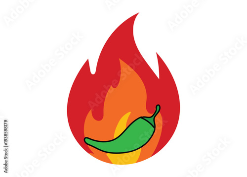 spicy chili pepper flame icon hot food spice vector