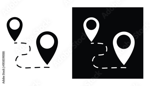location route map pin icon set navigation path vector
