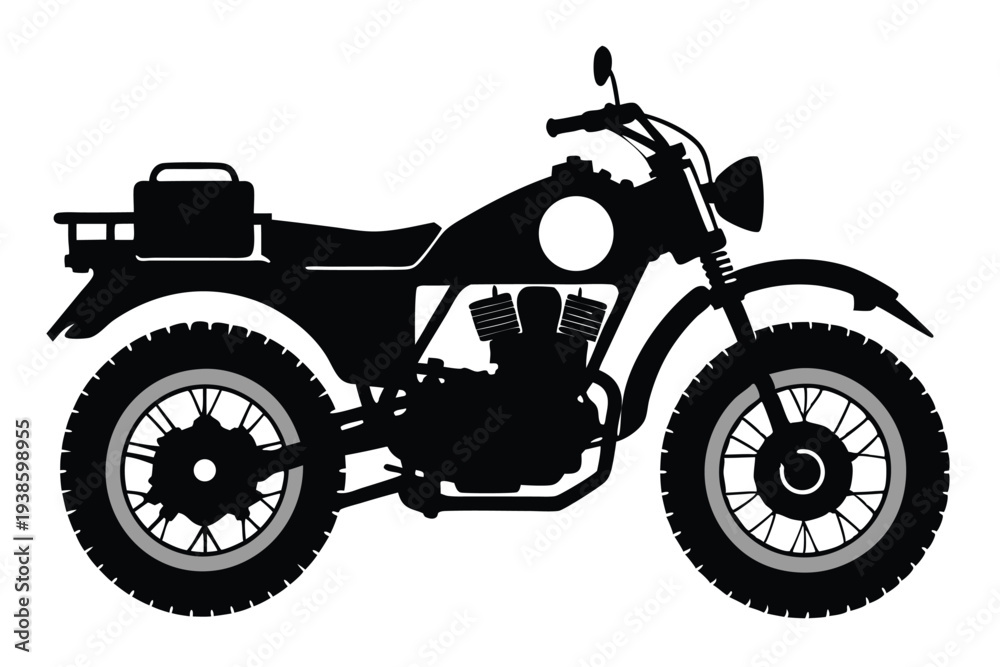 Fototapeta premium military motorcycle silhouette line art vector illustration with a white background