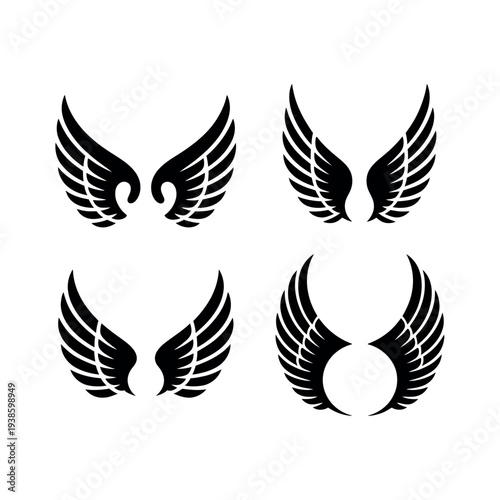 Set of four black wings