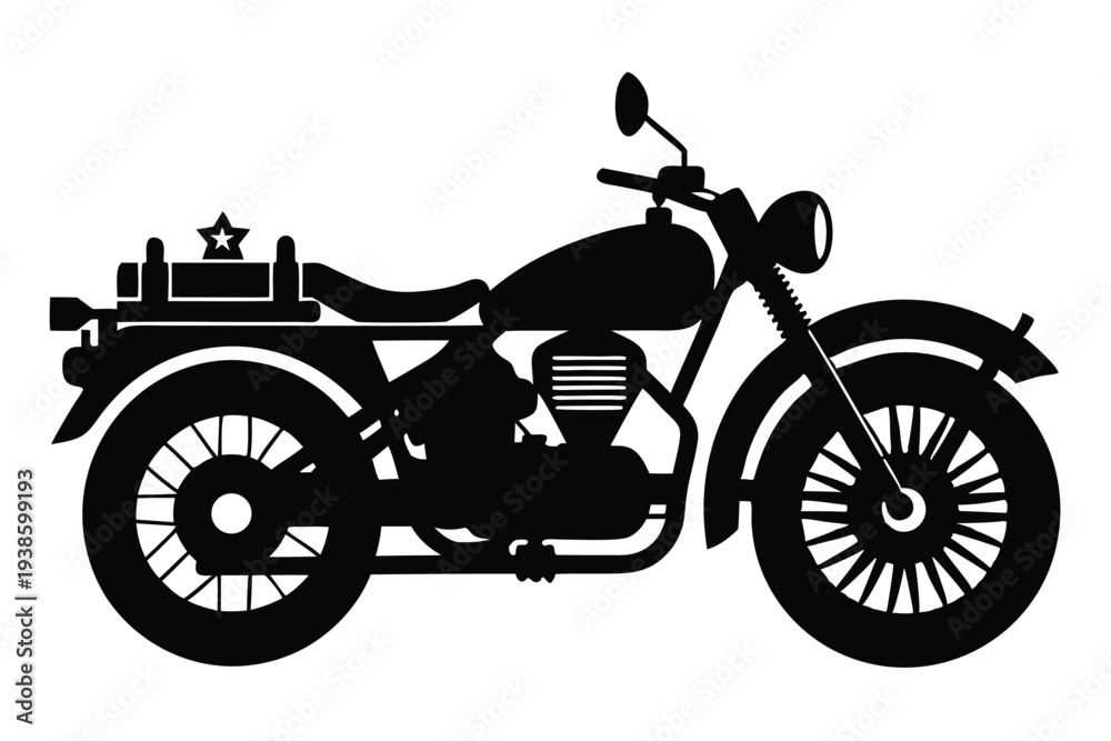 Fototapeta premium military motorcycle silhouette line art vector illustration with a white background